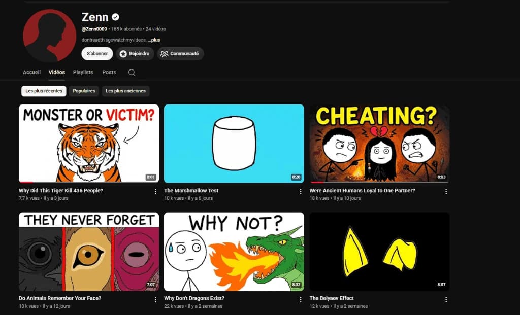 YouTube Channel Page Zenn